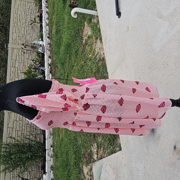 BETSEY JOHNSON PINK n RED LIP FLIRTY MINI DRESS - Picture 2 of 5